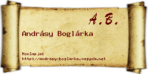 Andrásy Boglárka névjegykártya